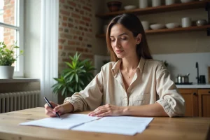 Locataire femme consultant un contrat de location appartement Paris 2025